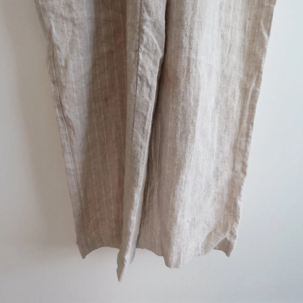 CHRISTY DAWN Phoebe Jumpsuit 100% Linen in Striped Tan Neutral - Size M - Picture 9 of 15